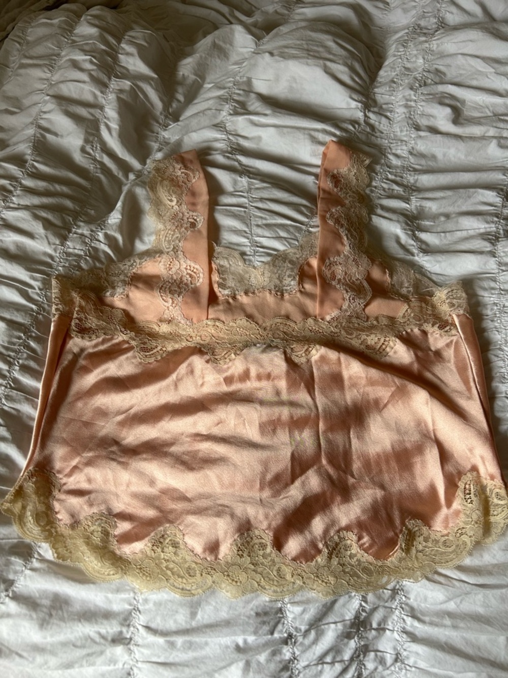Dior Peach Satin Lace-Trim Camisole - Picture 2 of 4